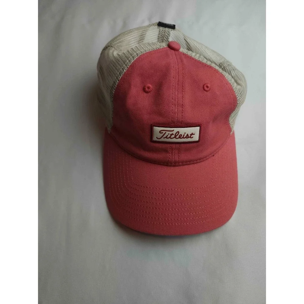 Titleist Trucker Hat Unisex One Size Adjustable Red Mesh Snapback Golf Cap Patch